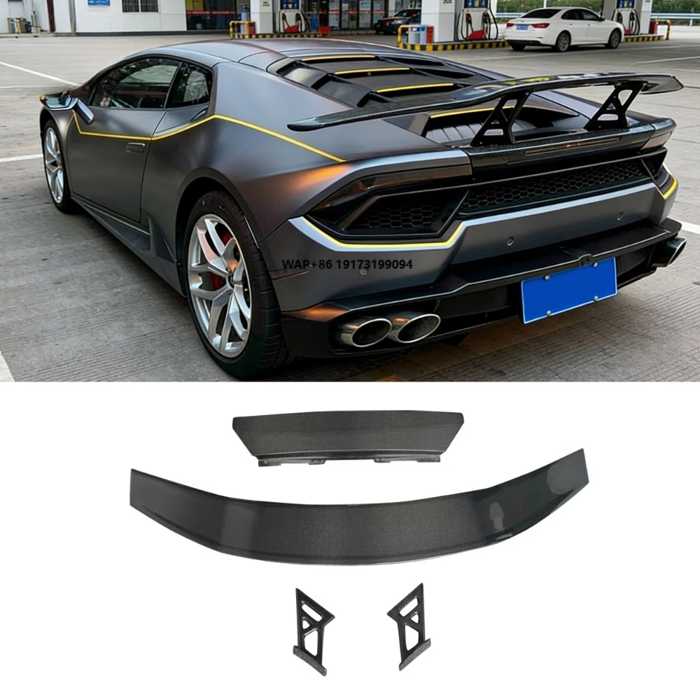 

N Style Dry Carbon Fiber Rear Spoiler for Huracan LP610 LP580 EVO Rear Trunk Spoiler Wing Body Kit Auto Parts