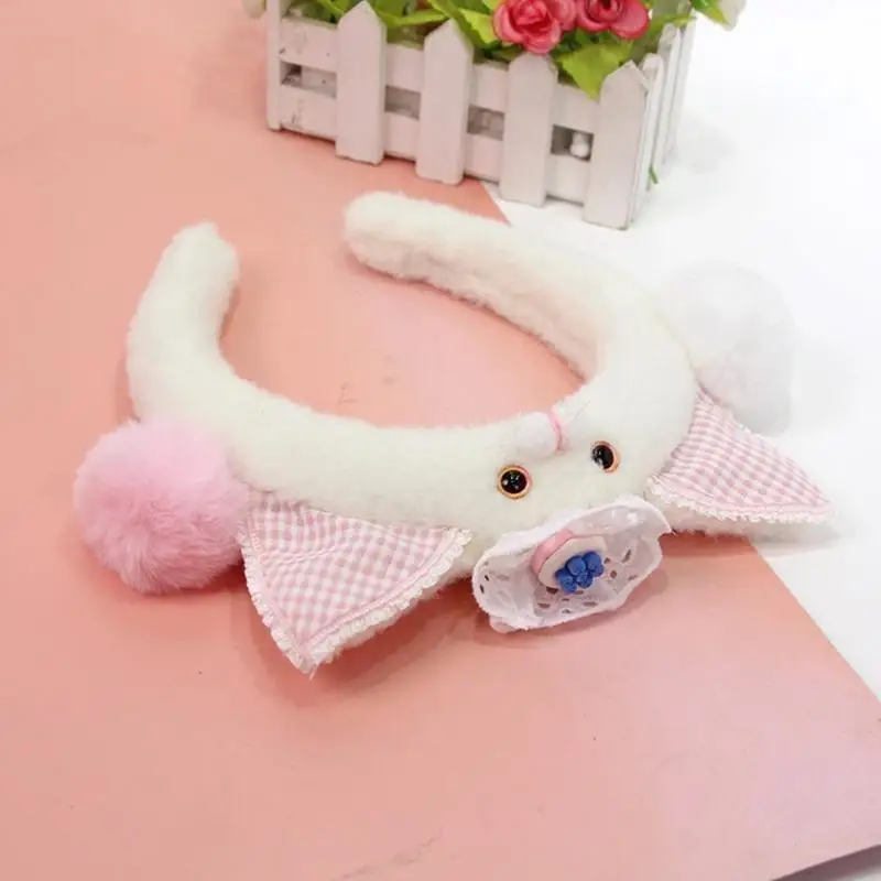 

652F Cartoon Ear Hair Accessory Soft Fabric Headband Plush Hair Decoration Headwear for Party Daily Wear and Photoshoots