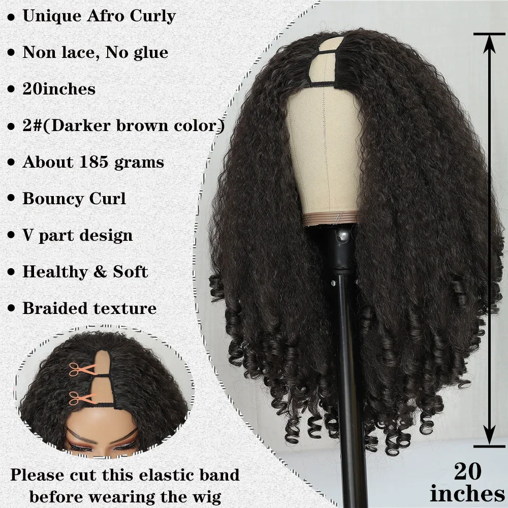 X-TRESS-peluca Afro sintética rizada con parte en V para mujer, pelo liso con rizos hinchables, Media peluca personalizada