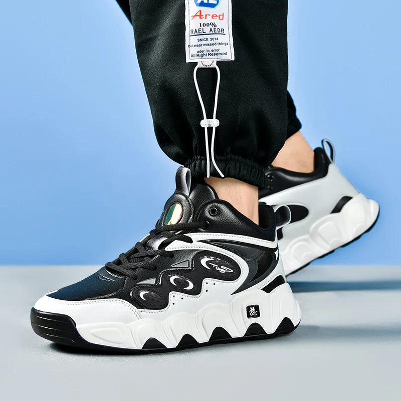 

Men Comfortable Chunky Knitting Mesh Sneakers Casual Shoes White Sneakers Platform Sneakers Breathable Comfortable Sport Shoes