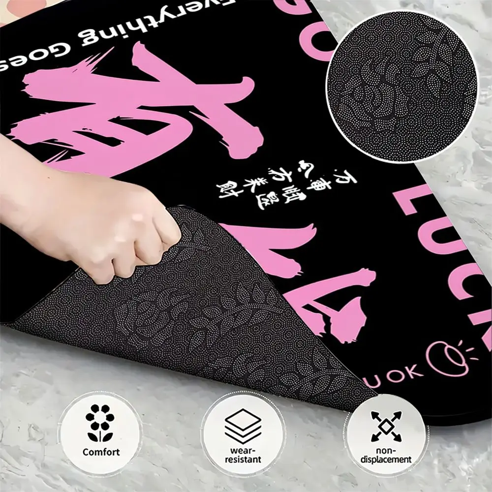 Pink Chinese Calligraphy You Qian Car Boot Mat Anti-Slip Waterproof Universal Size Wealth Theme Trunk Liner For Prosperity view 4