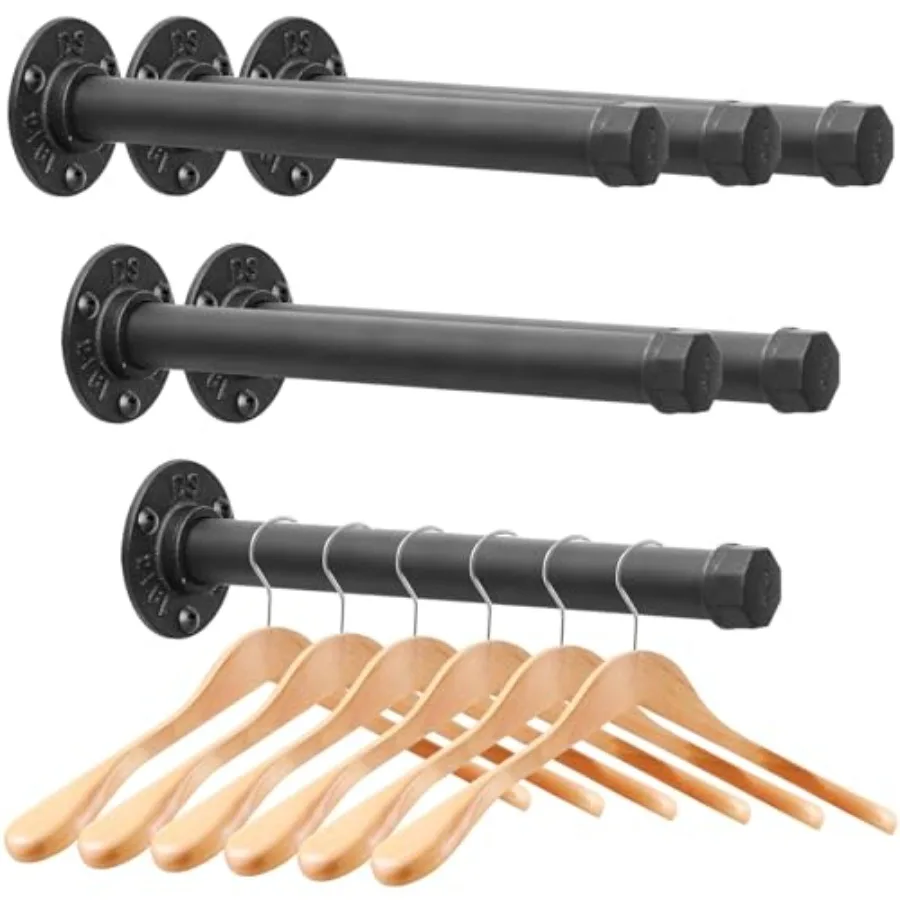 

Cast Iron Wall Mounted Clothes Rack, Heavy Duty Industrial Pipe Clothing Rack for Hanging Clothes, Garment Racks for Wardrobe O