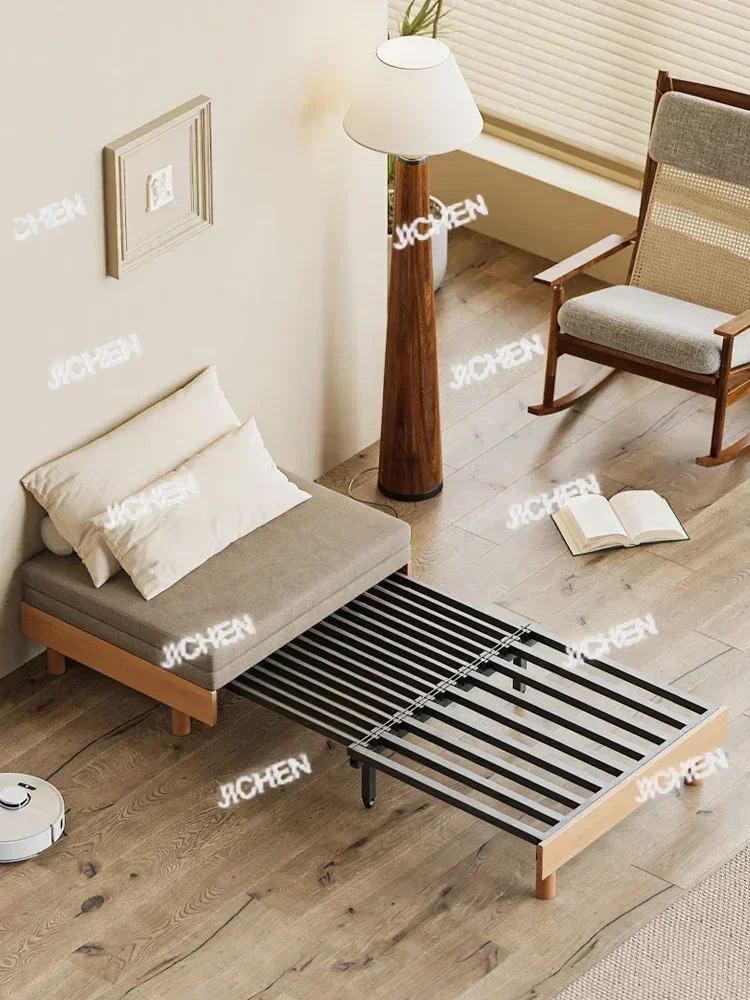 

ZQ Диван-кровать из массива дерева, двойного назначения, маленькая квартира, складной одинарный и двухместный, экономичная выдвижная кровать, кожаный диван