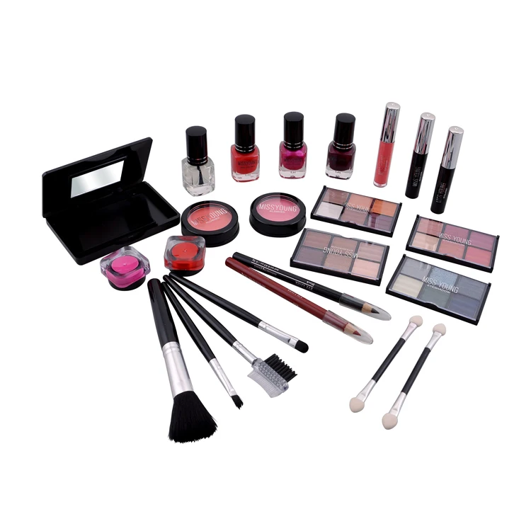 Miss Jonge Groothandel Make-Up Set Cosmetica Kit Oogschaduw Lippenstift Wenkbrauw Potlood Lipgloss Borstel Poeder Puff Make-Up Vrouwen Meisje