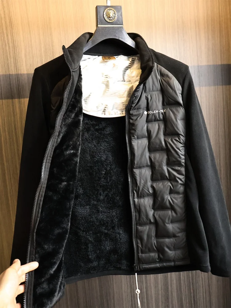 

High-End Men's down Jaet Stand Collar Fce Lined Lightweight Outdoor Poly Fiber 90 White Du down Vest Faion Urban