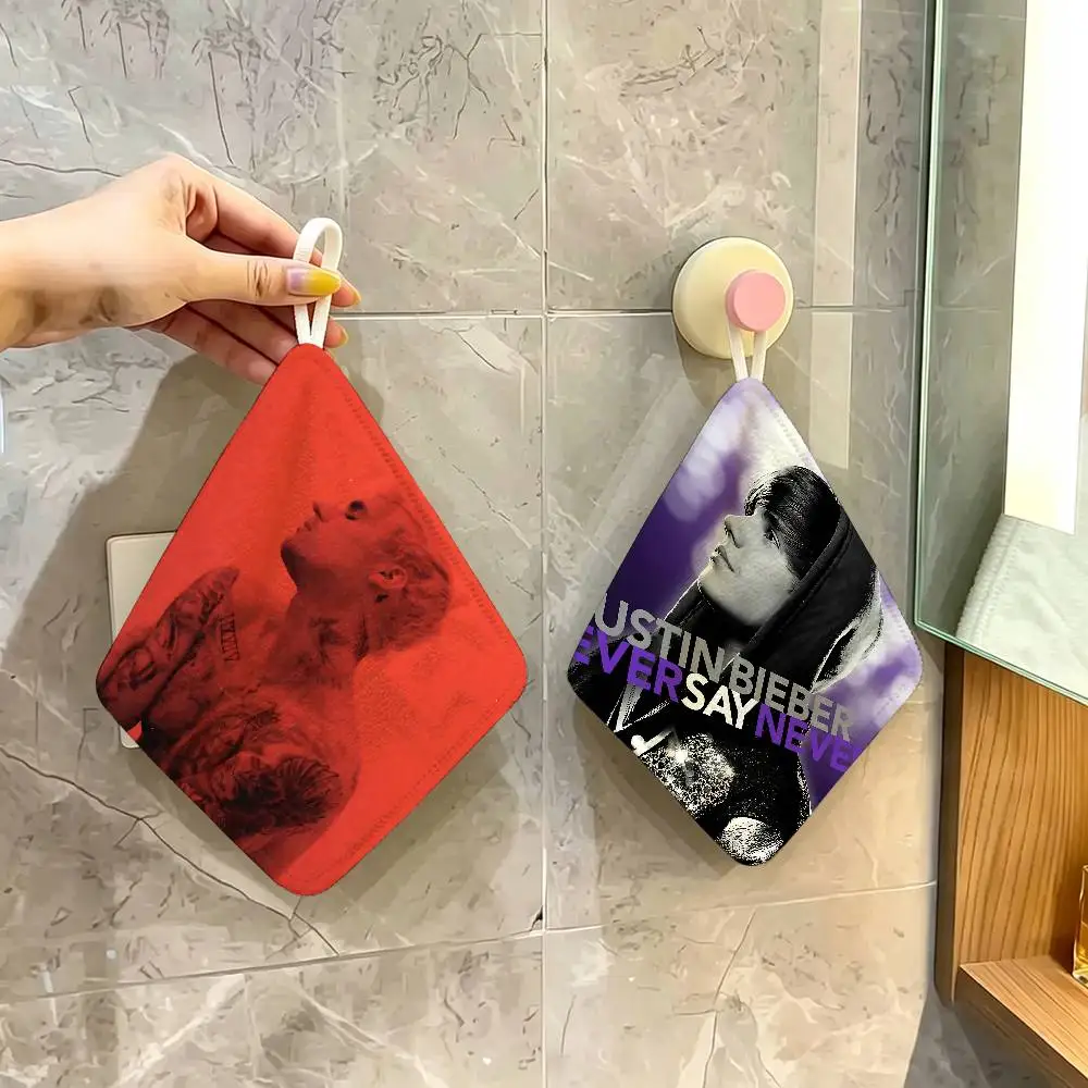 Singer J-Justin B-Bieber Multi-scene Polyester Cotton Towel, Hanging Hand Wiping Cloth for Kitchen Bathroom Hotel