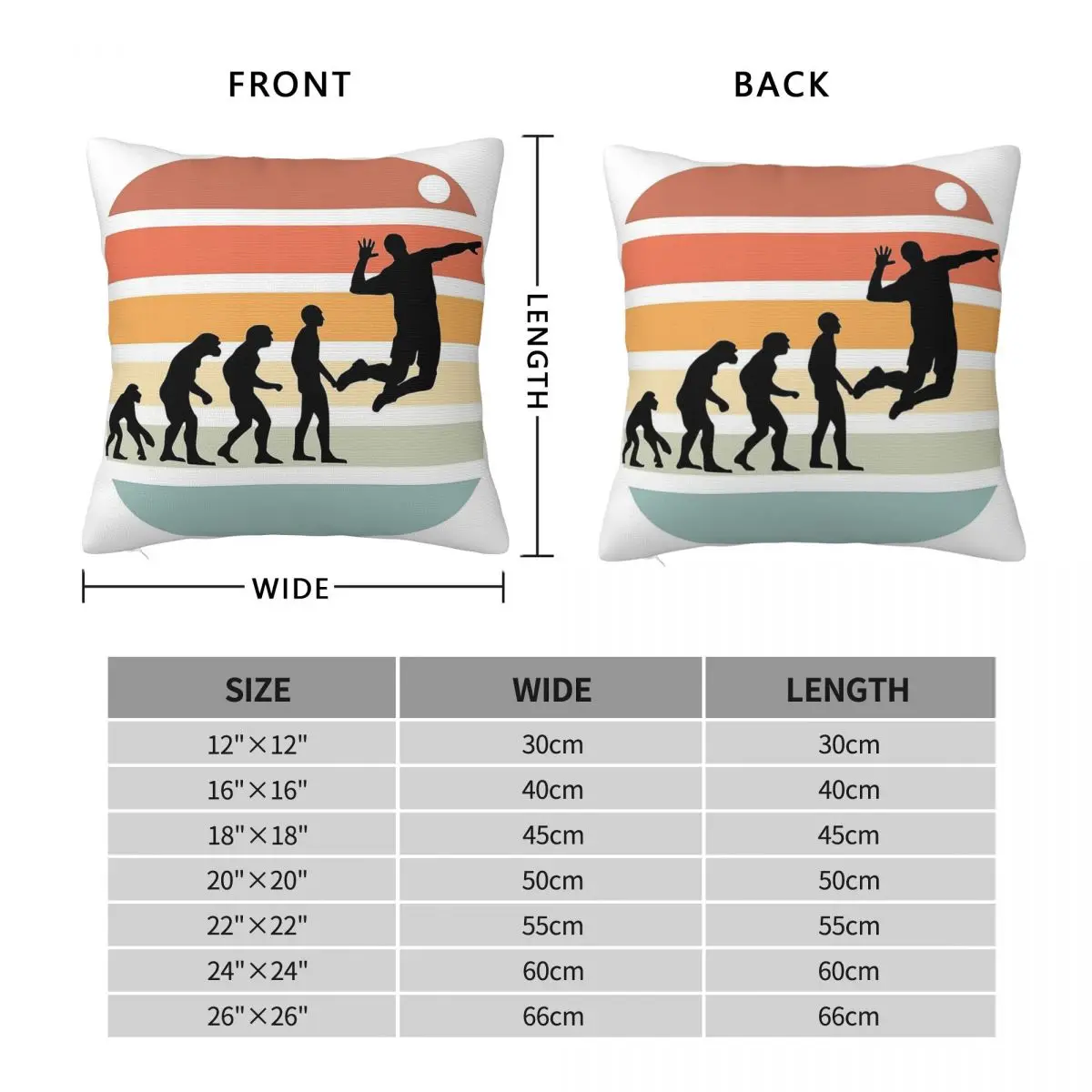 Evolution Of Humanity Volleyball Pillowcase Polyester Linen Velvet Pattern Zip Decor Throw Pillow Case Home Cushion Cover