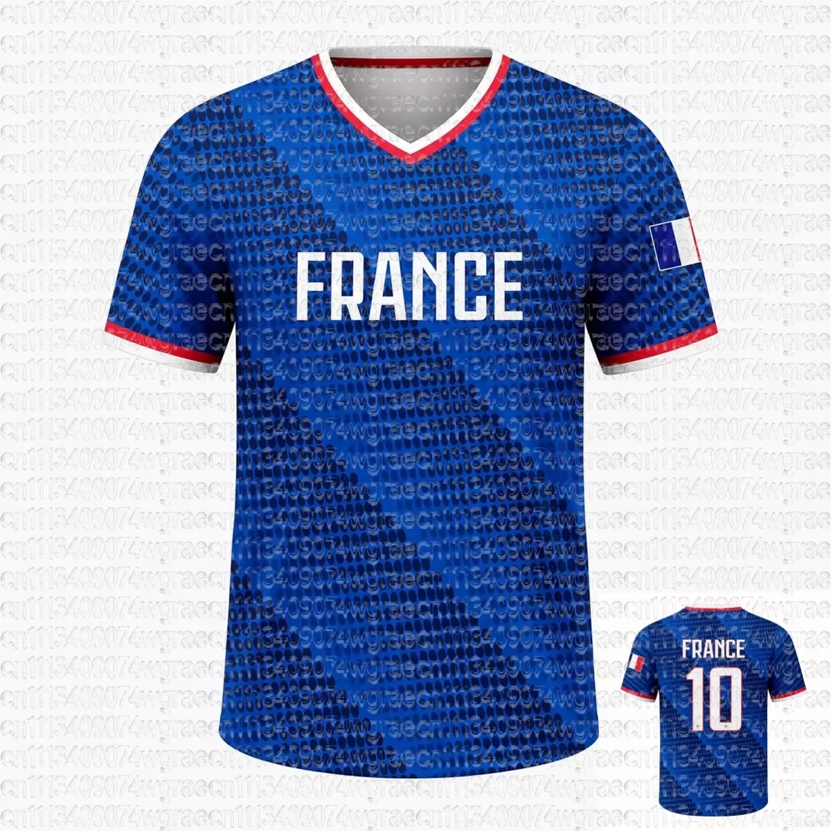 France Flag Print Soccer Jersey NO.10 Men's Women's Quick Dry Sports Tees Soccer Fans Family Training T-shirt Tops