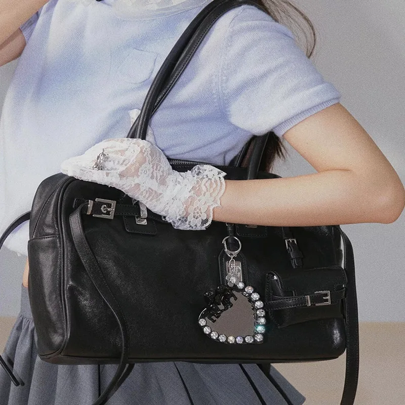 

Fashion Retro Women's Big Shoulder Bag Simple Solid Color Silver Buckle Handbag Vintage Underarm Bag