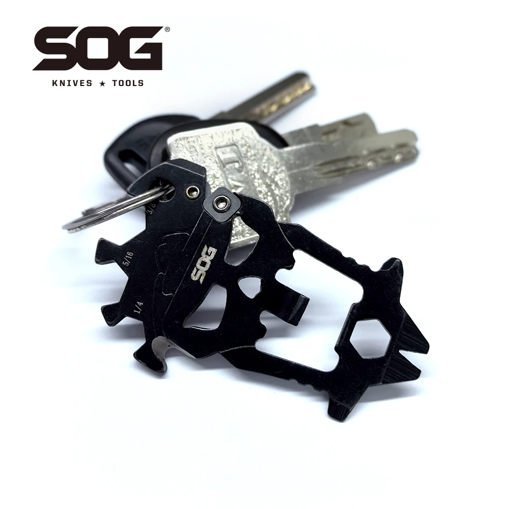 SOG MacV Keychain 12 in 1 Multi-Tool W/ Bottle Opener Screwdriver Wrench EDC Compact Multifunctional Tools Small Outdoor Gadgets