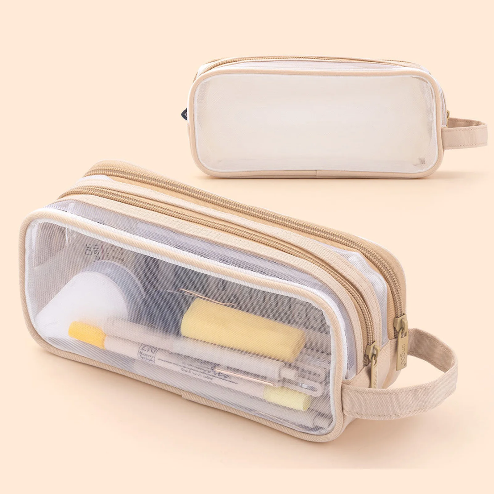 

Clear Pencil Case Large Capacity Simple Pen Bag with Zipper Portable Multi Layers Cosmetic Bag School Stationery Office Supplies