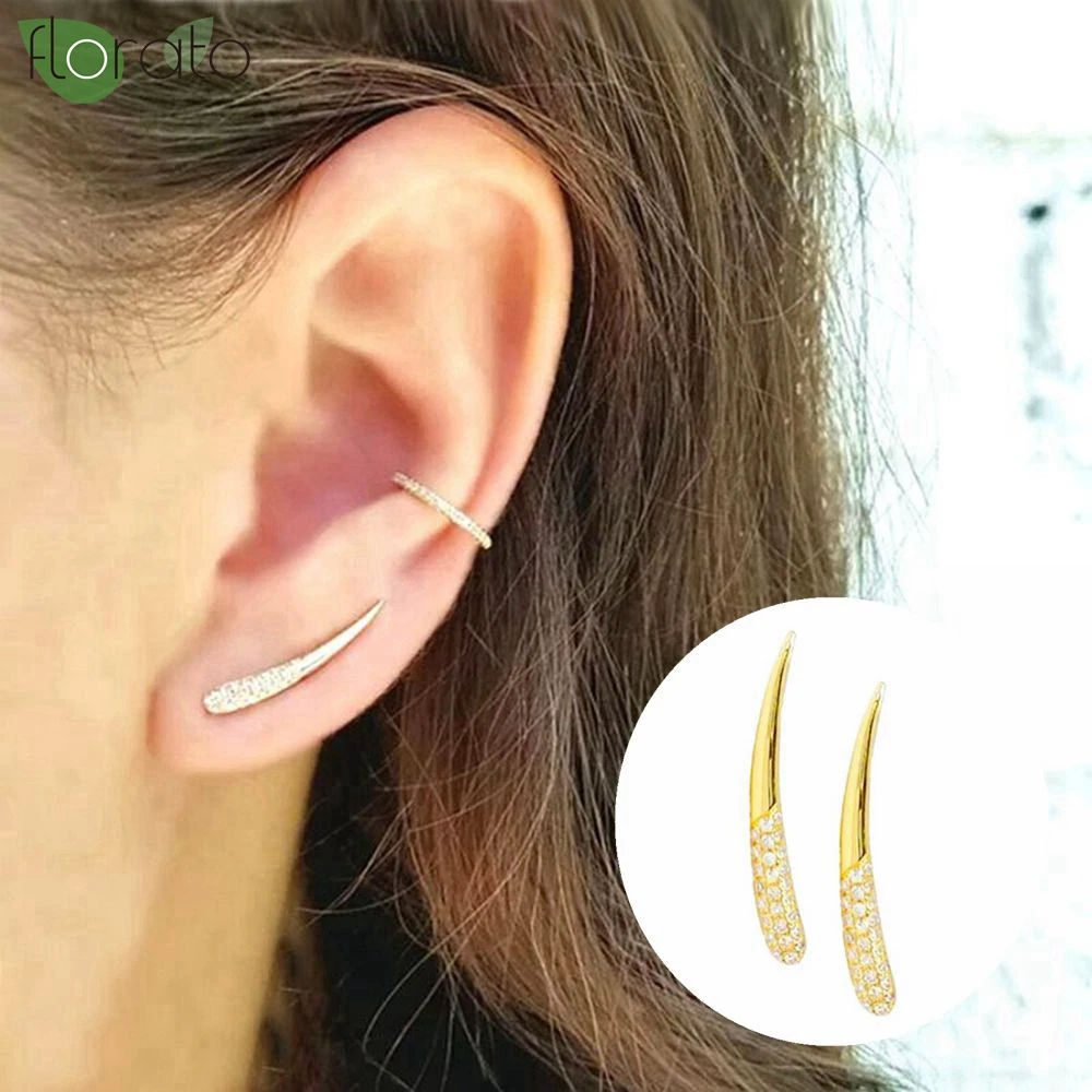 

925 Sterling Silver Needle Minimalist Crystals Earrings 2024 New Stud Earrings for Women Fashion Jewelry Gift Aretes De Mujer