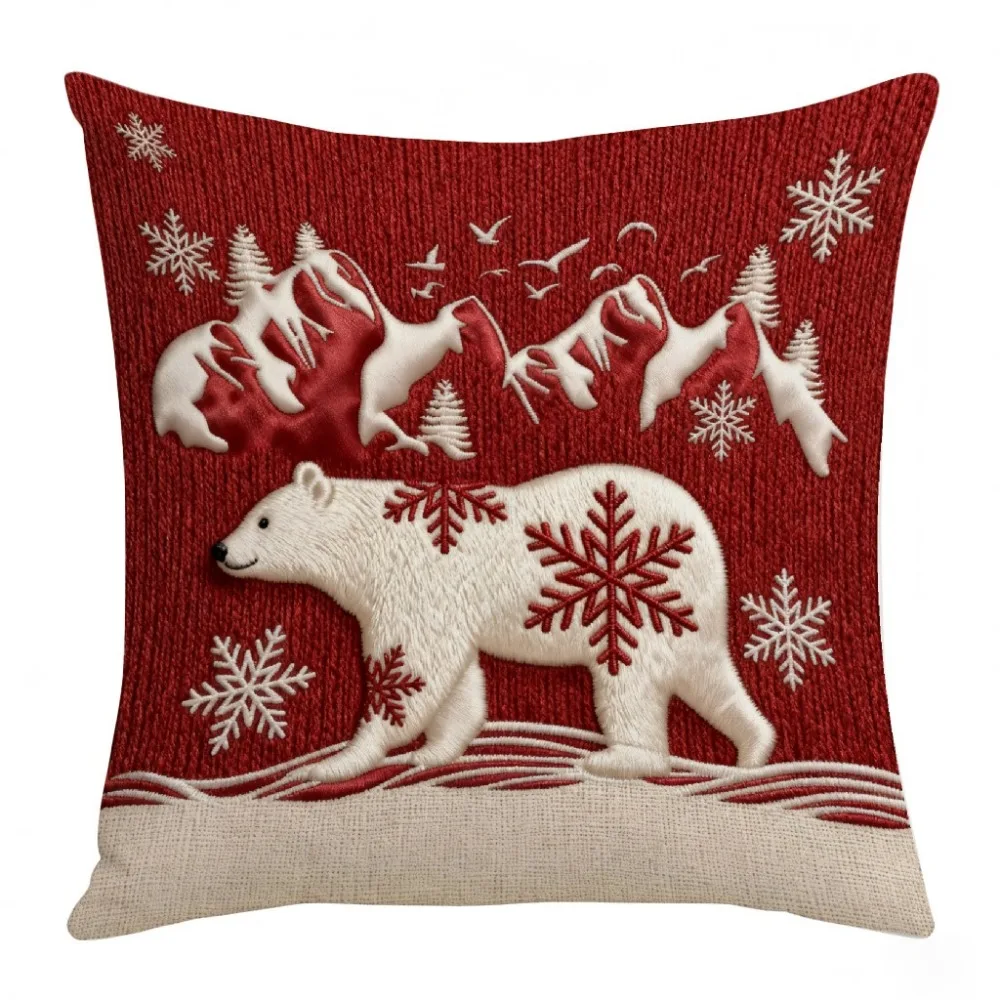45x45 cm Christmas Pillow Covers Flat Printing Breathable Organic Short Pillow Case Wrinkle-Resistant Machine Washable