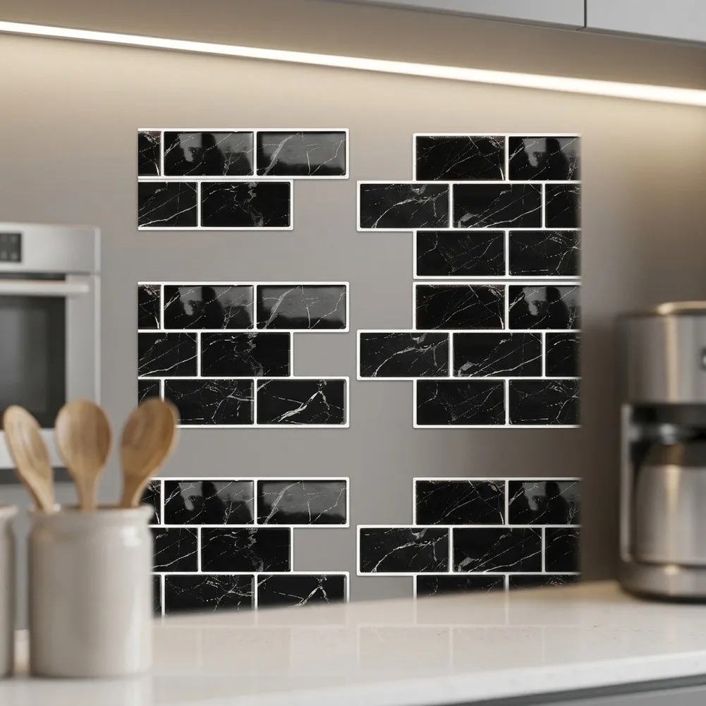 Waterproof Vinyl Wall Decals for Kitchen and Bath Backsplash Coverage with Strong Adhesion on Smooth Clean Walls