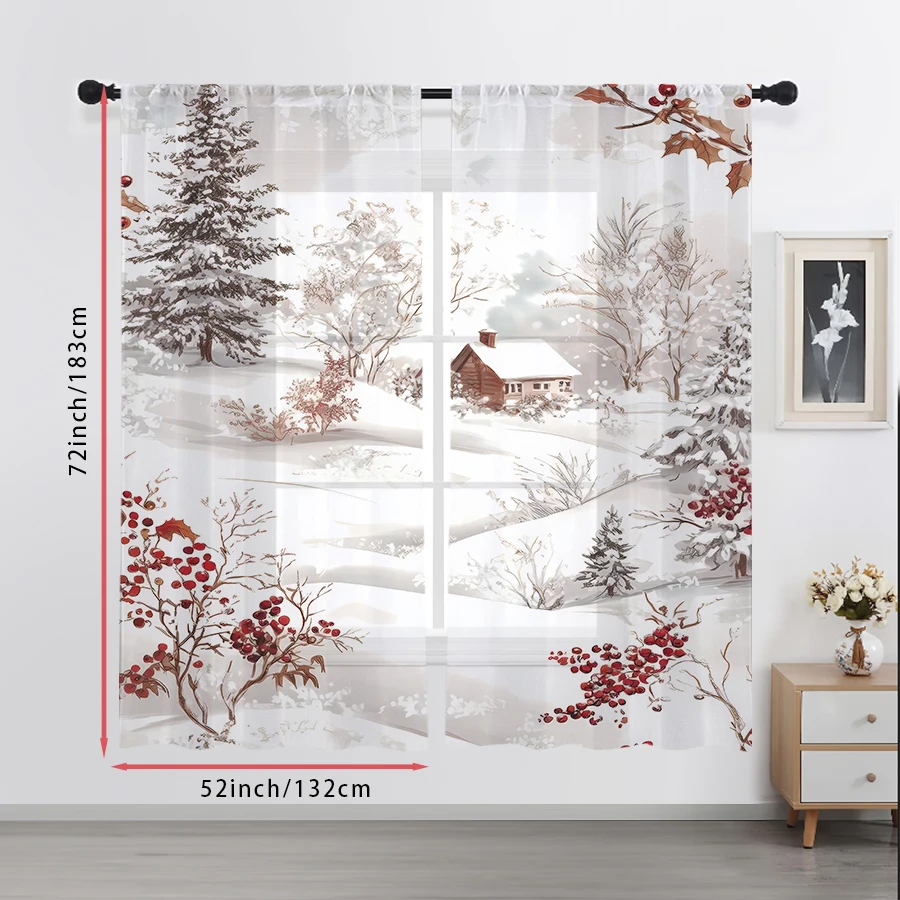2PCS Sheer Curtains Winter Sno - đánh giá và giá Curtain Sheer Voile