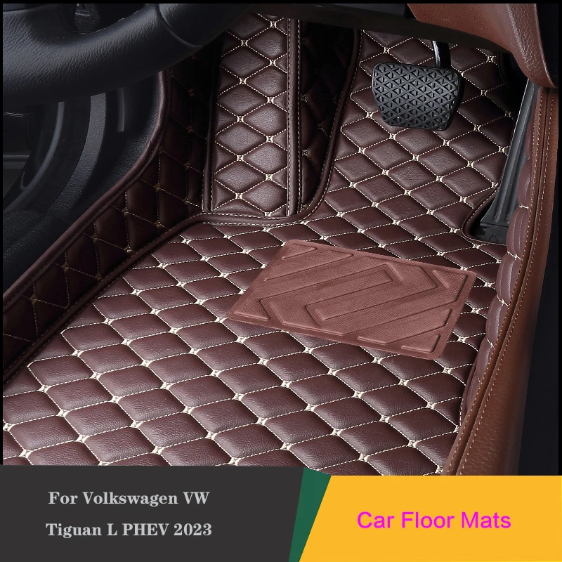 

Custom Car Floor Mats Special For Volkswagen VW Tiguan L PHEV 2023 Leather Carpet Waterproof Car Accessories