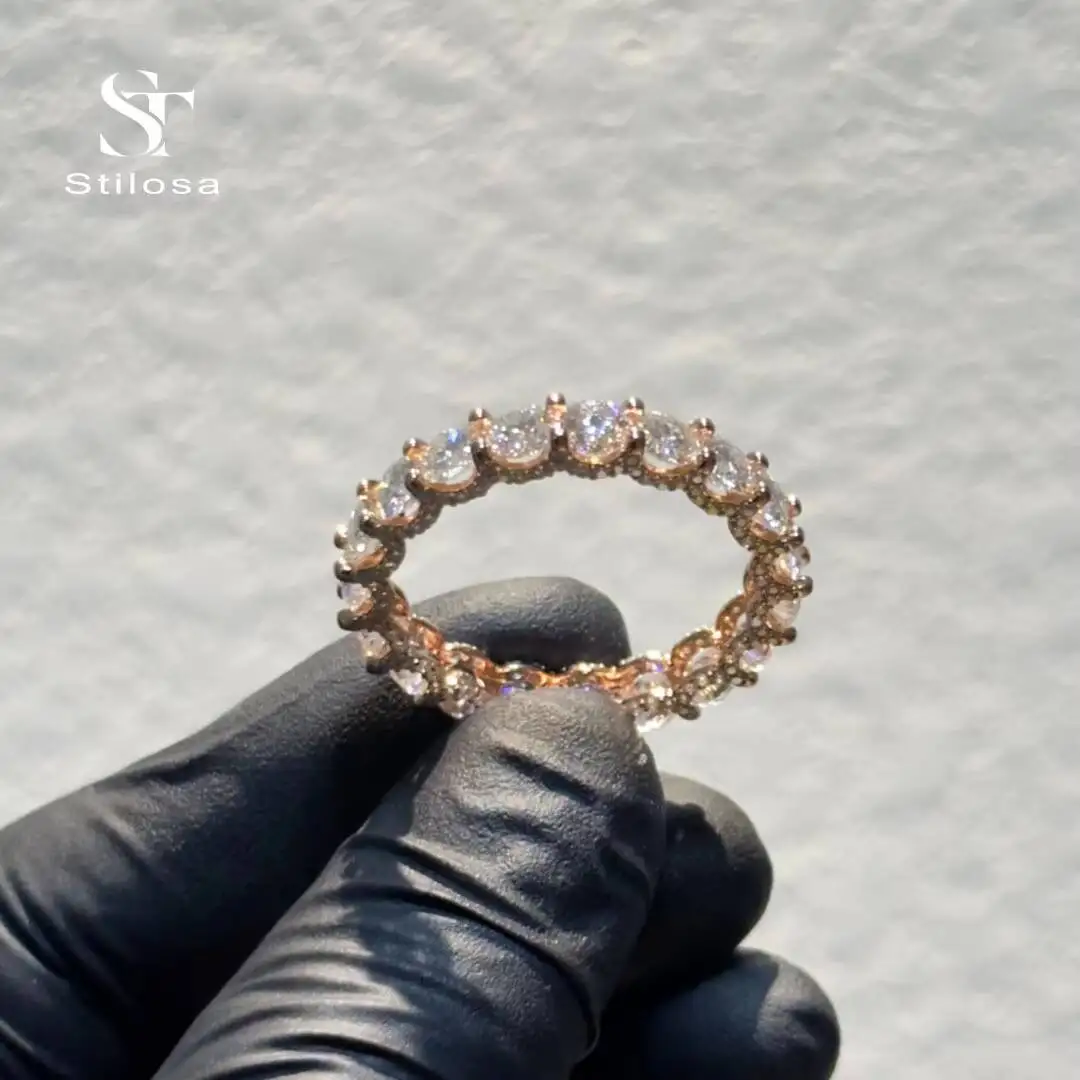 Fashion Jewelry Customized 925 Silver Paired 14K and 18K Gold Plated High Quality Cuban Iced Out Ring Moissanite Ring