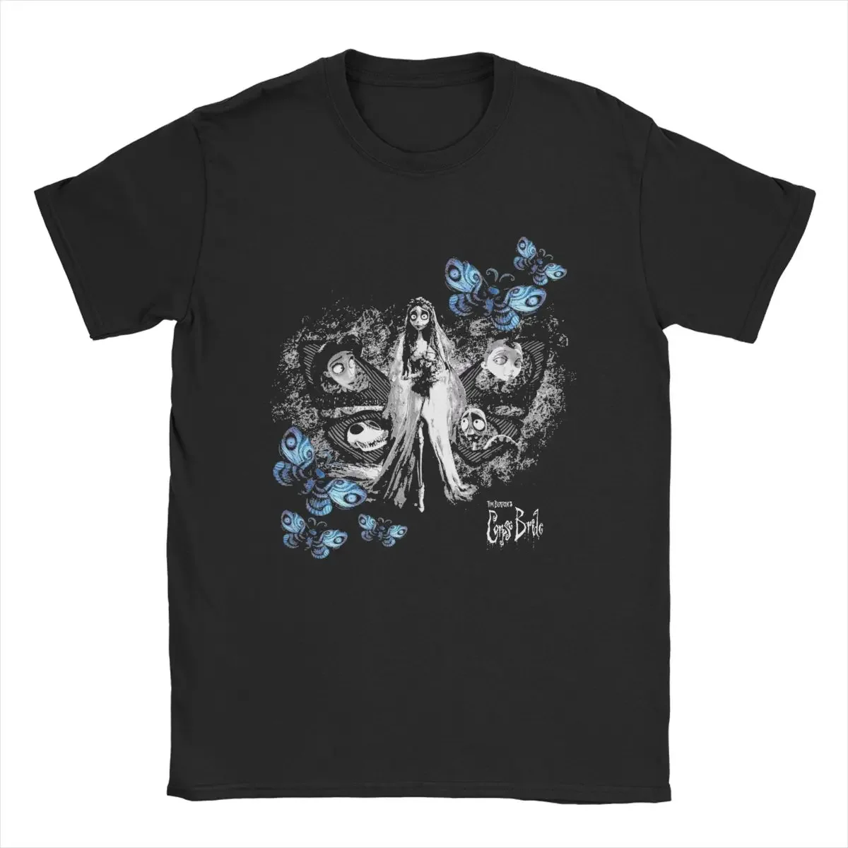 Corpse Bride Emily Butterflies Men's T Shirt Amazing Tee Shirt Short Sleeve O Neck T-Shirts Cotton Gift Idea Tops