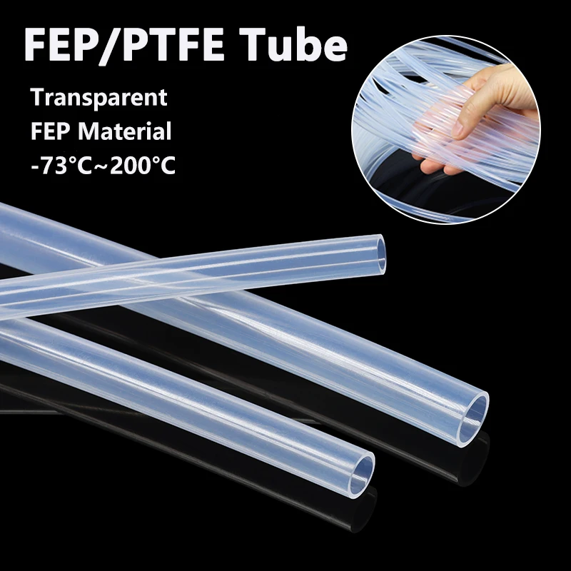 Tubo de FEP PTFE de 3/5 m, Diámetro 0.5/1/1.5/2/2.5/3/4/5/6/7/8/9/10 mm, Aislamiento de Alta Temperatura, Tubo Rígido para Extrusora J-head, Piezas para Impresora 3D
