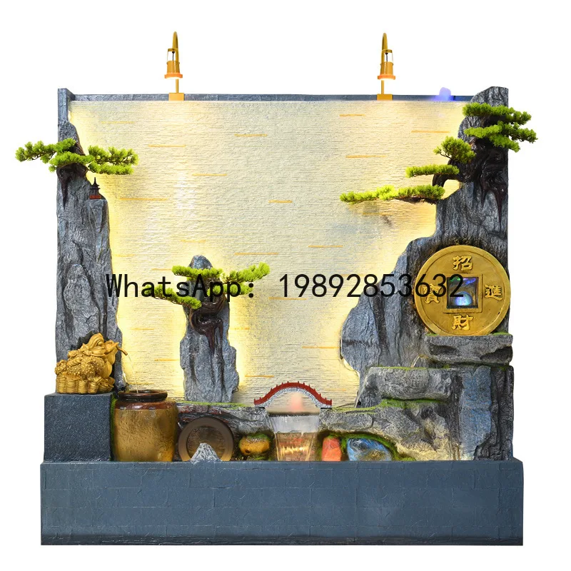 LYY Fake Mountain Water Fountain Screen Wall Water Flow Screen Living Room Landscape  Wall Fish Pond Wealth-Attracting Ornament
