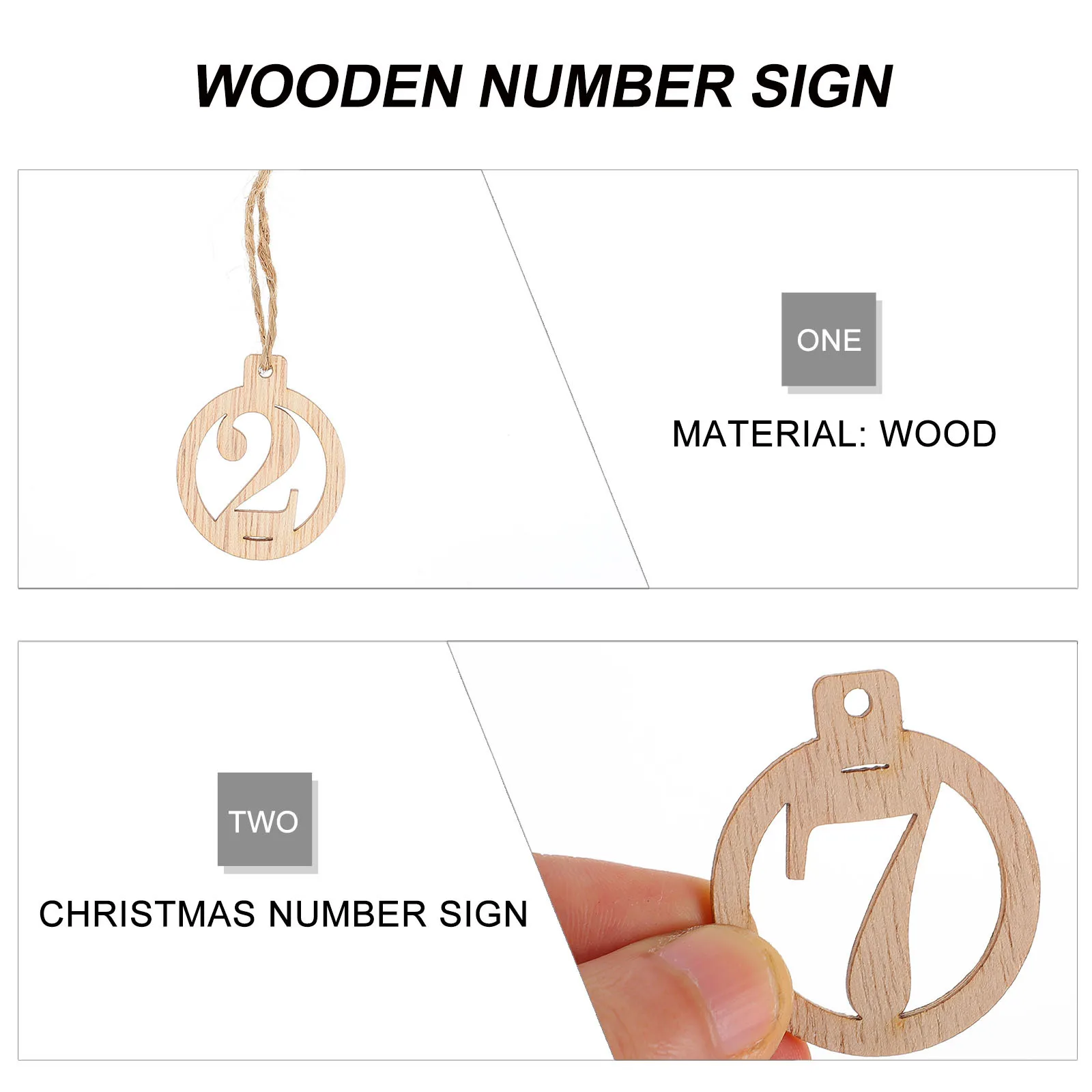 

1 set 1 Set Crafts Hanging Wooden Christmas Wooden Sign Holiday Decor, Number Sign Pendant, Carving Number Tag, Diy Gift