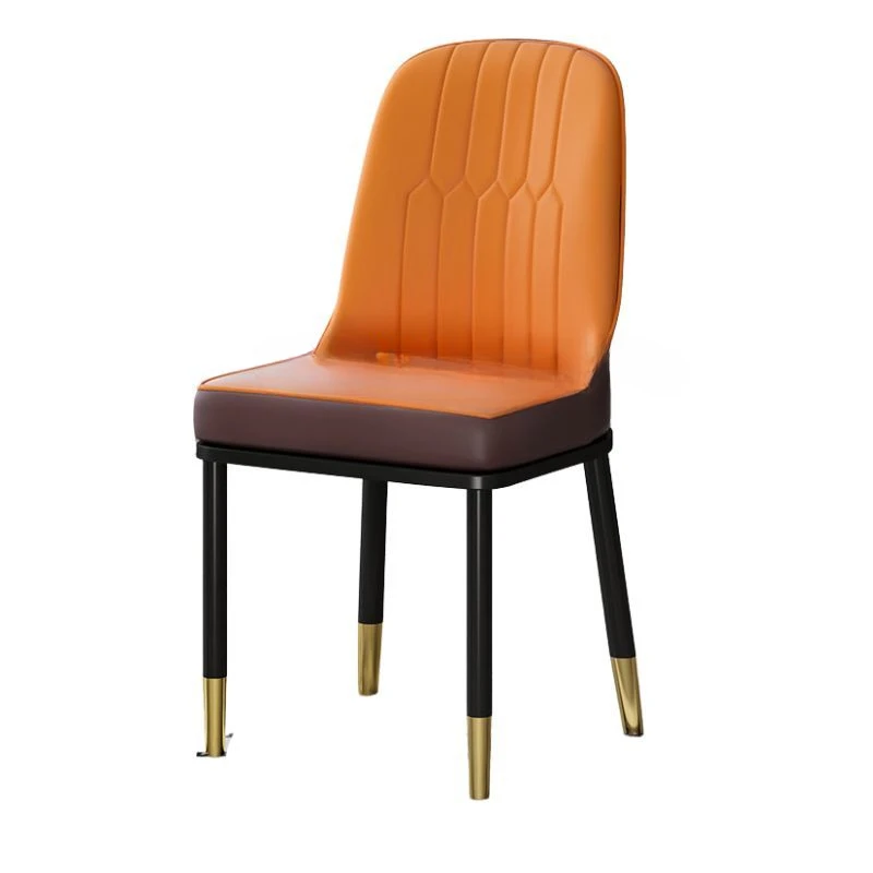 

Iron Office Dining Chairs Orange Hotel Kitchen Modern Living Room Chairs Faux Leather Home Furniture