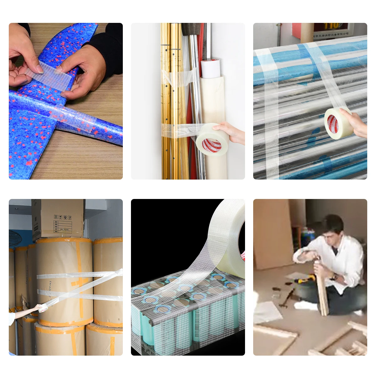 Mesh Fiber Tape Electrical Furniture Transportation Fixed Cables Glass Packaging Sealing Boxes Toys Tensile Single-Sided Battery