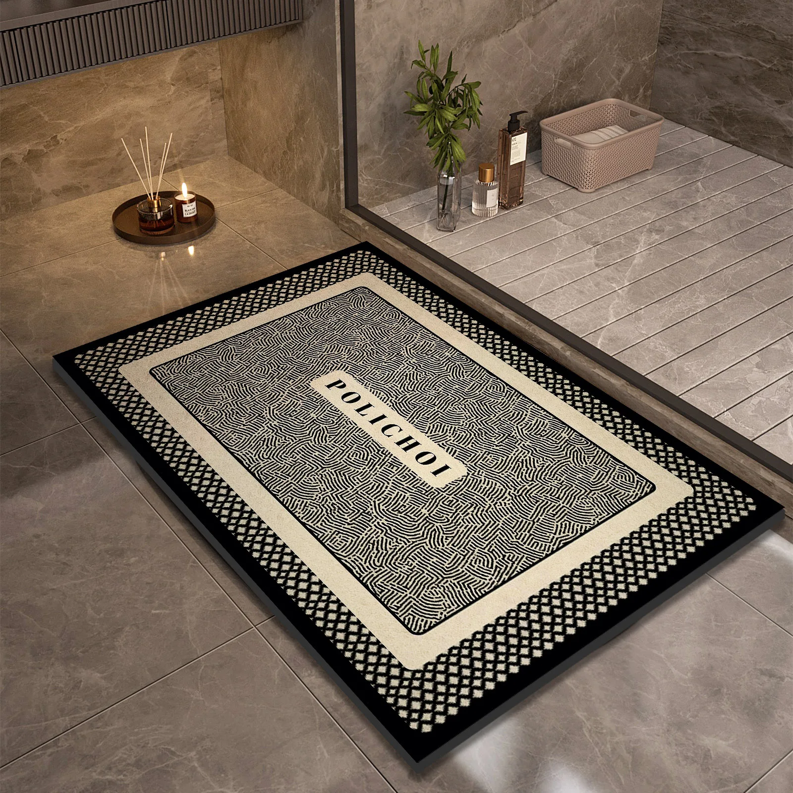 

Diatomite Bath Mat Bathroom Rug Absorbent Shower Carpet Quick Dry Foot Mats Non-Slip Toilet Rugs Washable
