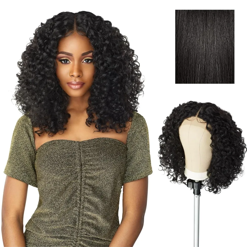 

Butta Lace Wigs - Unit 5 Extra Wide 5 Inch Deep Parting Synthetic Preplucked Hairline Glueless Lacefront (1B OFFBLACK)