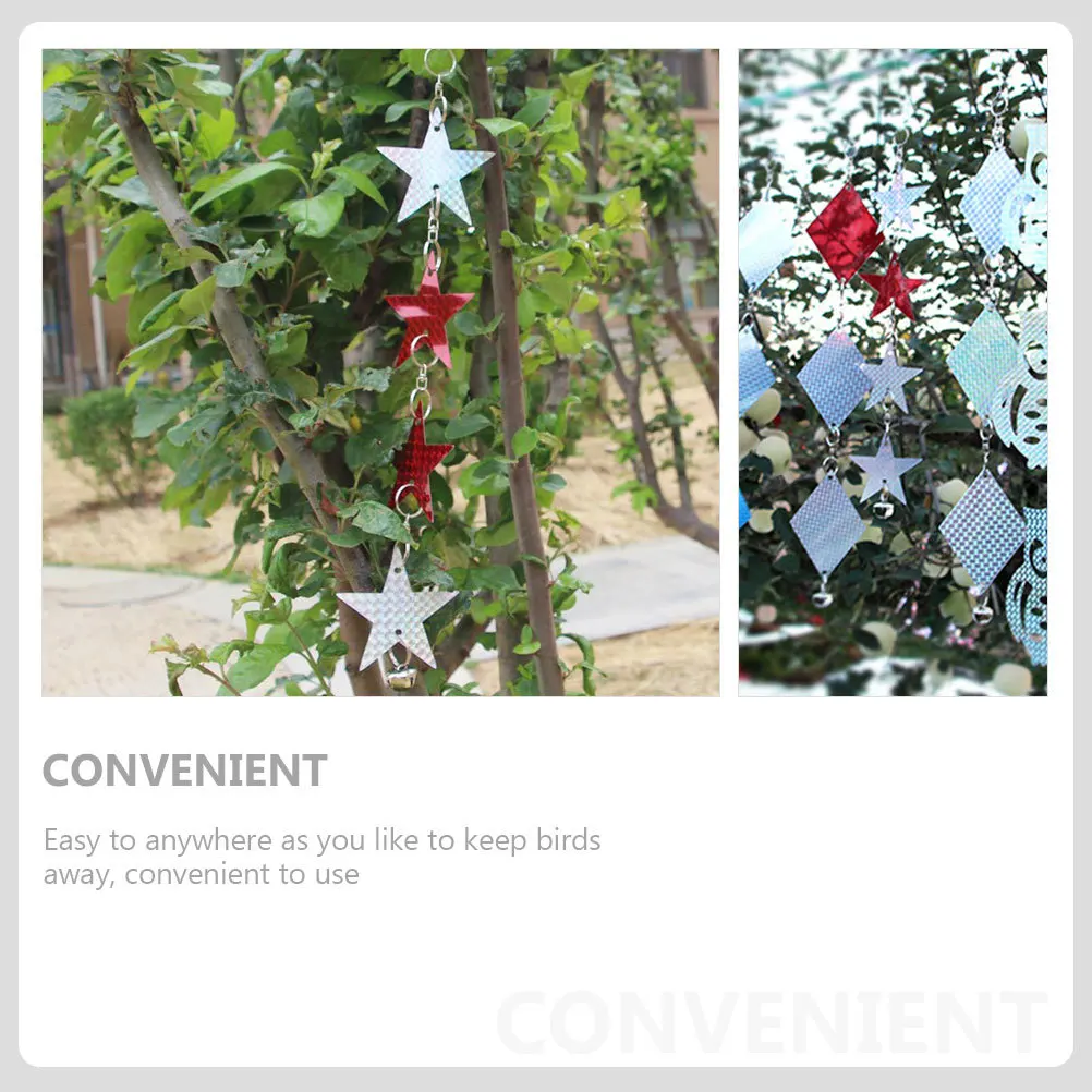 

4 Pcs Garden Decor Bird Repellent Film Outdoor Ornaments Reflective Star Pendants