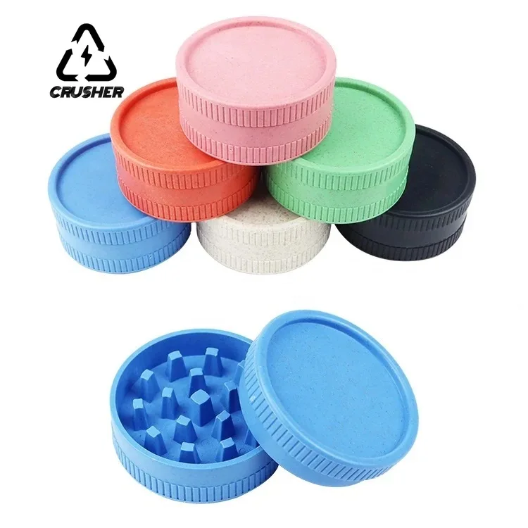 

Degradable Plastic Herb Grinder Articles for Smoking Grass 2 Layer Tobacco Spice Crusher Smoking Accessories