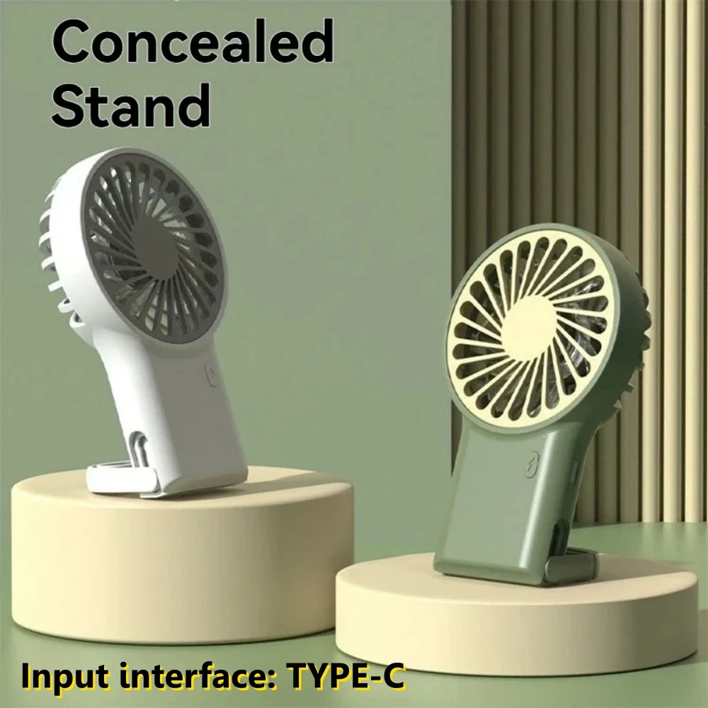 Foldable Handheld Desktop USB Rechargeable Mini Fan Cartoon Design with Hook for Mountaineering Outdoor Home Office