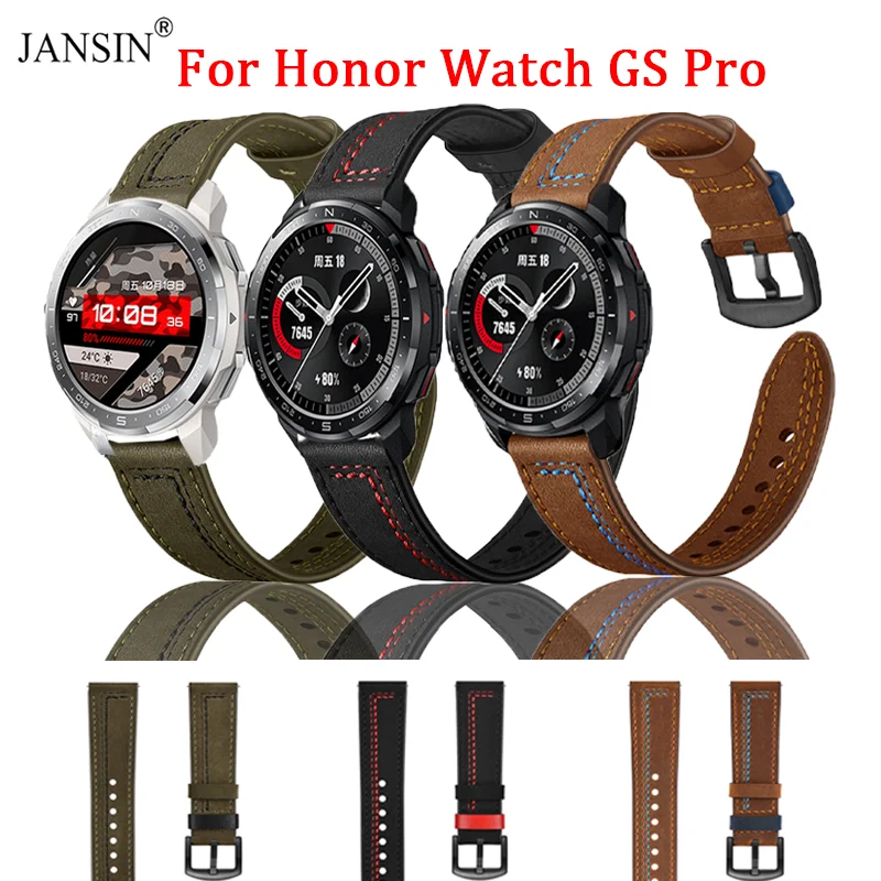 Leather Watchband For Honor Watch GS Pro Strap Smartwatch Bracelet For Huawei Honor Watch GS Pro Band Quick Replaceable Correa