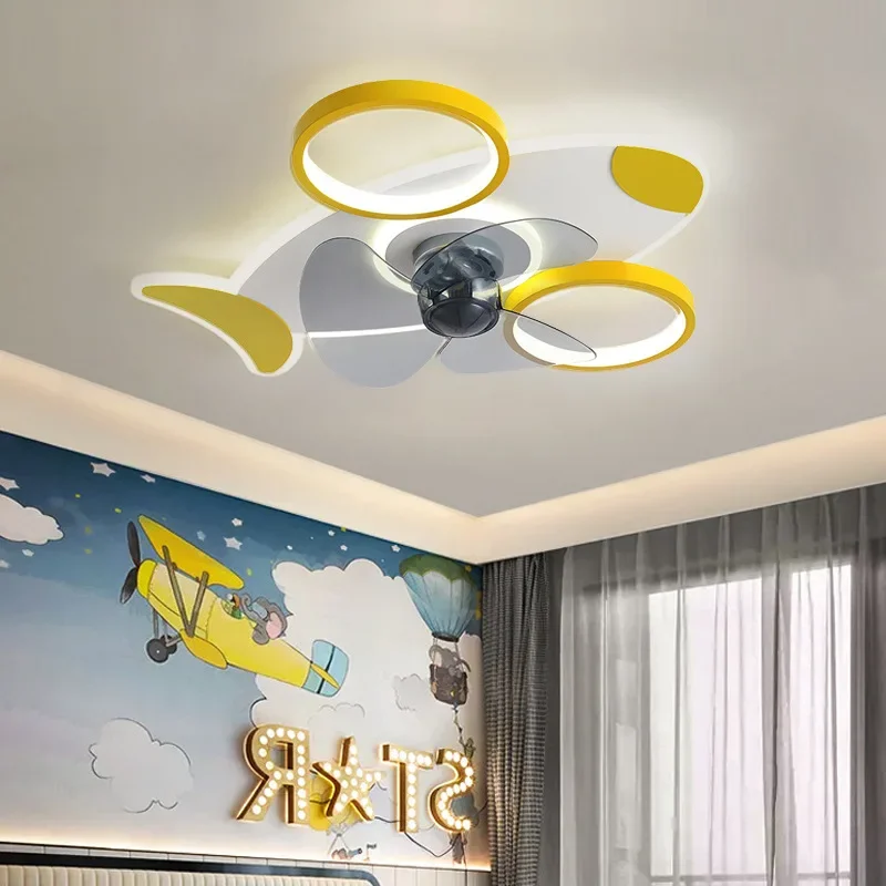 KidsBedroom Decor Led Invisible Ceiling Fan Light Lamp Jadalnia Wentylatory sufitowe ze światłami Lampy zdalnie sterowane do salonu