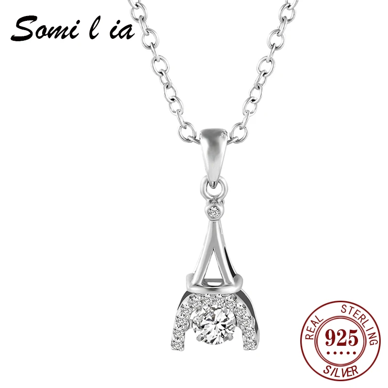 SOMILIA S925 Sterling Silver Necklace Zircom for Women 18k White Gold Plated Jewelry Pendant Birthday Party Gift Jewelry Gift Ne