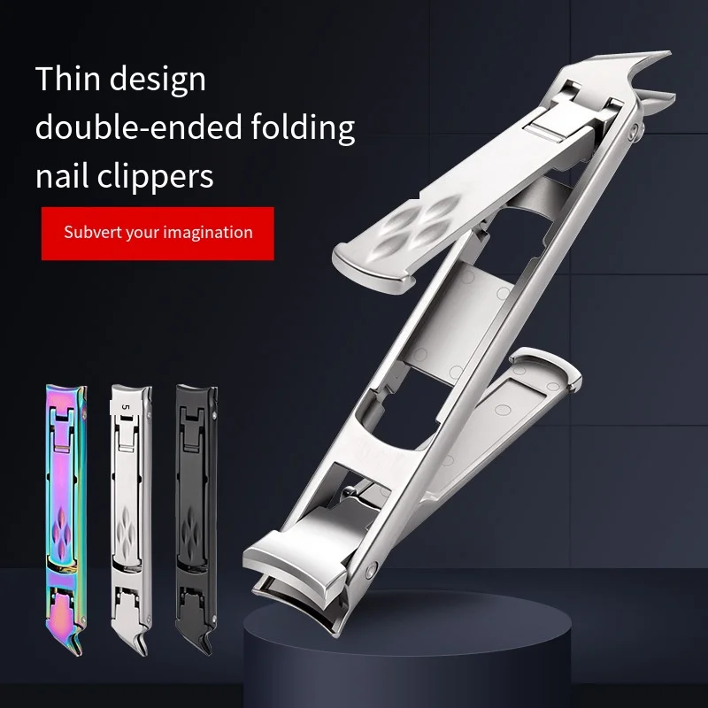 Professional Stainless Steel Foldable Double-ended Nail Clipper Tool Fingernail Trimmer Toenail Trimmer Grinding Skin Polishing