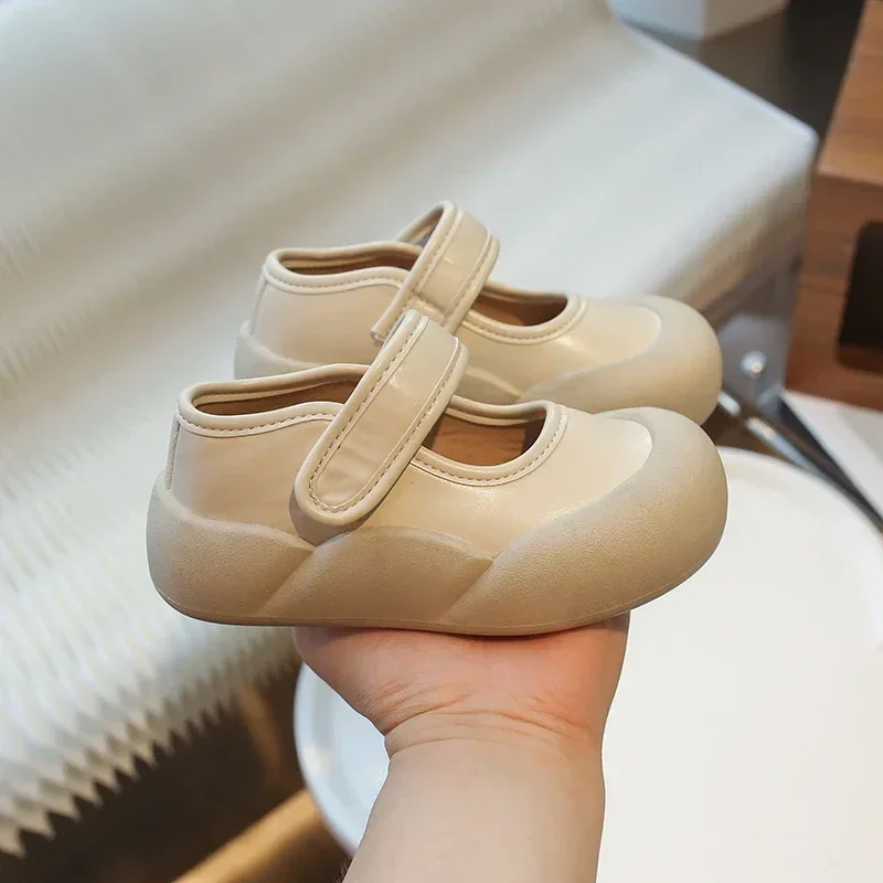 2024 Kinderen Leren Schoenen Voor Meisjes Herfst Nieuwe Modieuze Zachte Comfortabele Anti-Kick Casual Koreaanse Stijl Buiten Trendy Schoenen