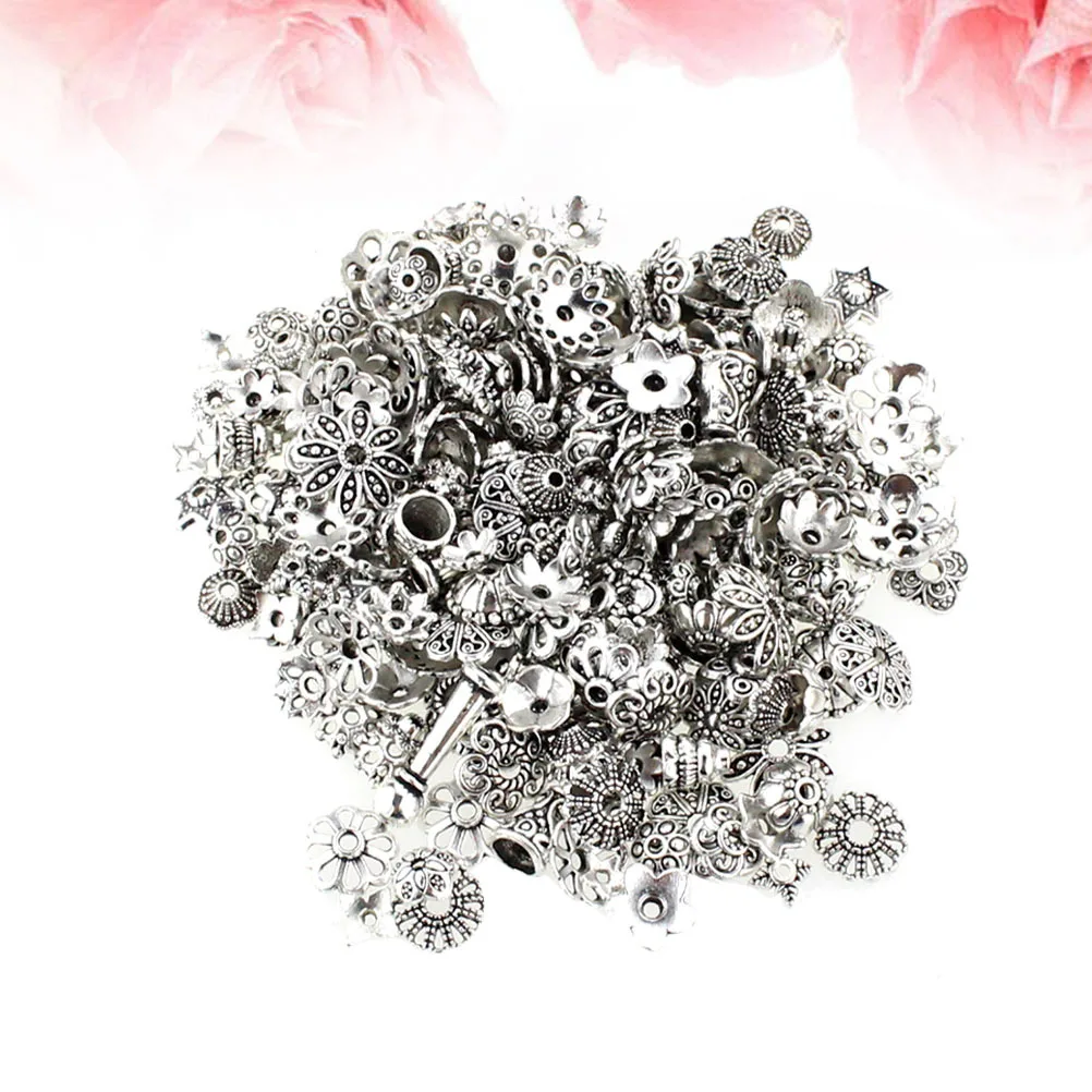 

240Pcs Tibetan Silver DIY Flower Pattern Jewelry Accessories Metal Charms Handmade Bracelet Necklace DIY Bracelet Accessories