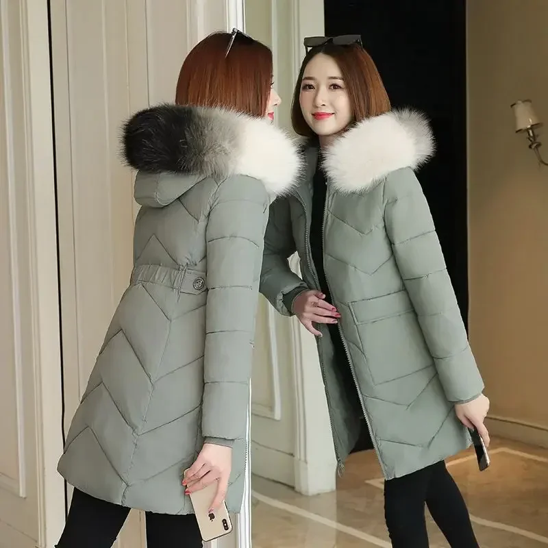 Gabardina acolchada con capucha para mujer, abrigo acolchado grueso de plumón de pato, Chaqueta larga de lujo, Parka