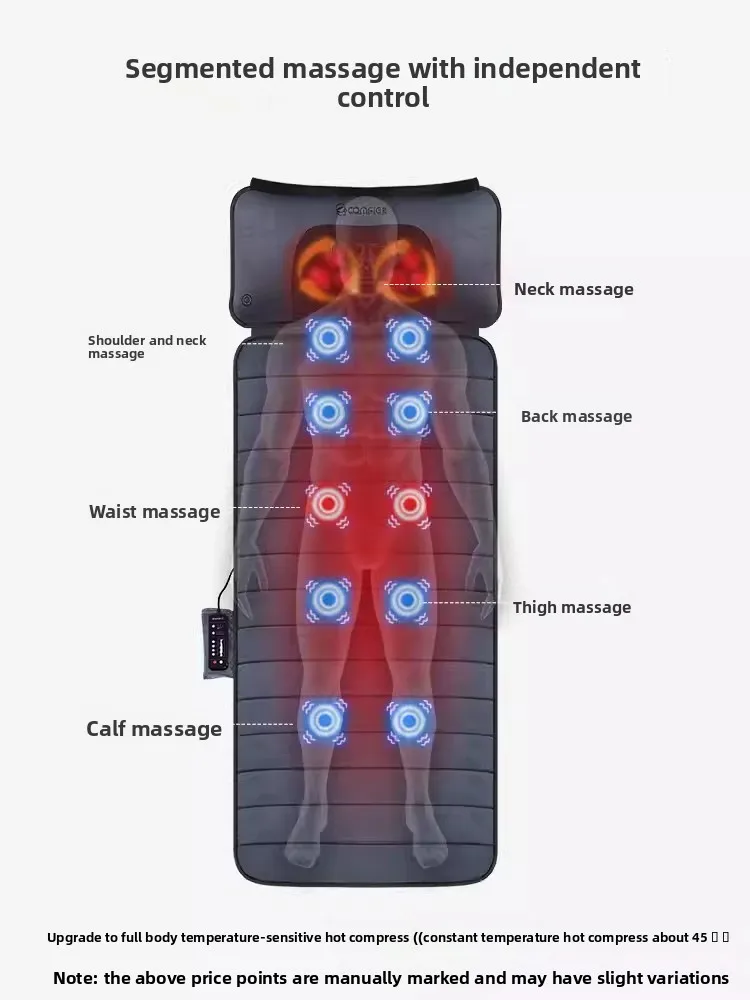 Full body lying massage pad cushion multi-functional household cervical spine back hip kneading heating mattress