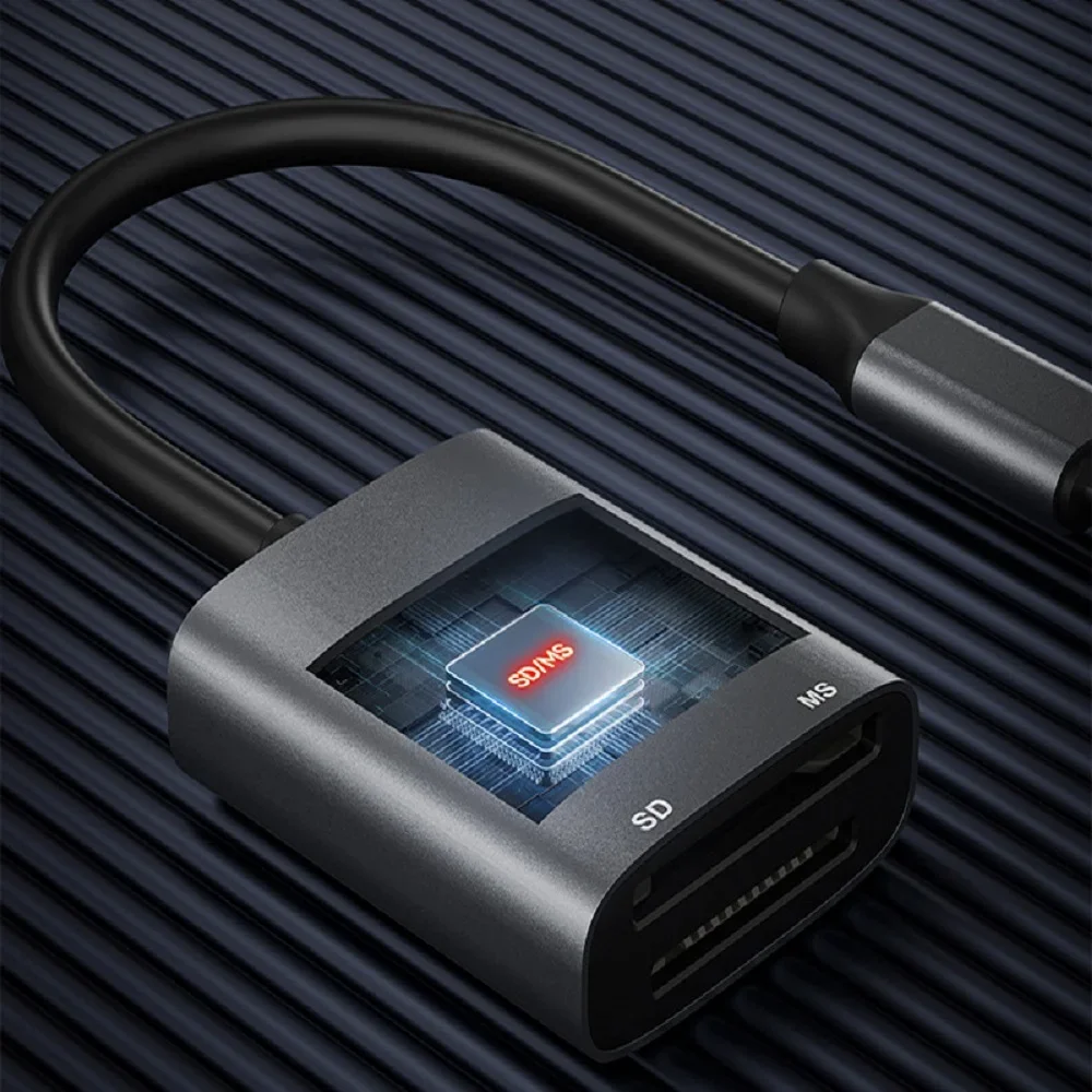 Adapter USB C do pamięci MS/SD dla iPhone'a, czytnik kart MS/SD do urządzeń Lightning Type-C, adapter kart SD, obsługuje SD/SDHC/MS — zdjęcie produktu 6