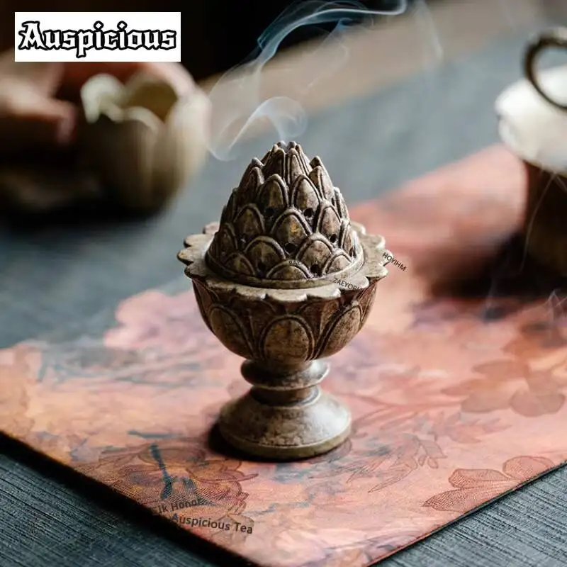 ZAEYORIA Chestnut Shell Sprinkle Gold Incense Holder Zen Garden Incense Burners Aromatherapy Censer Cafes Accessories Craft