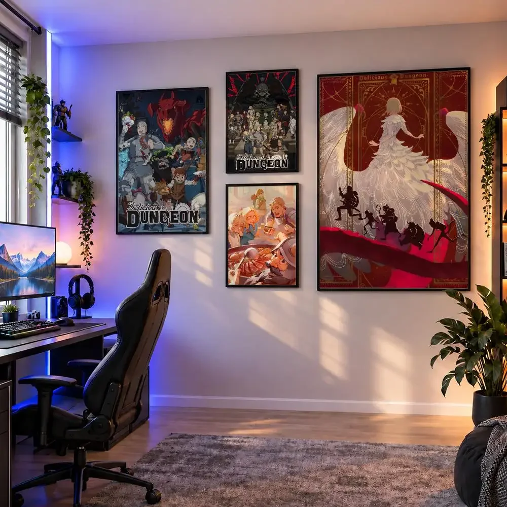 Anime Delicious in Dungeon Dungeon Meshi Poster Wall Art PP Waterproof HD Self Adhesive Modern Home Decor Living Room Apartment