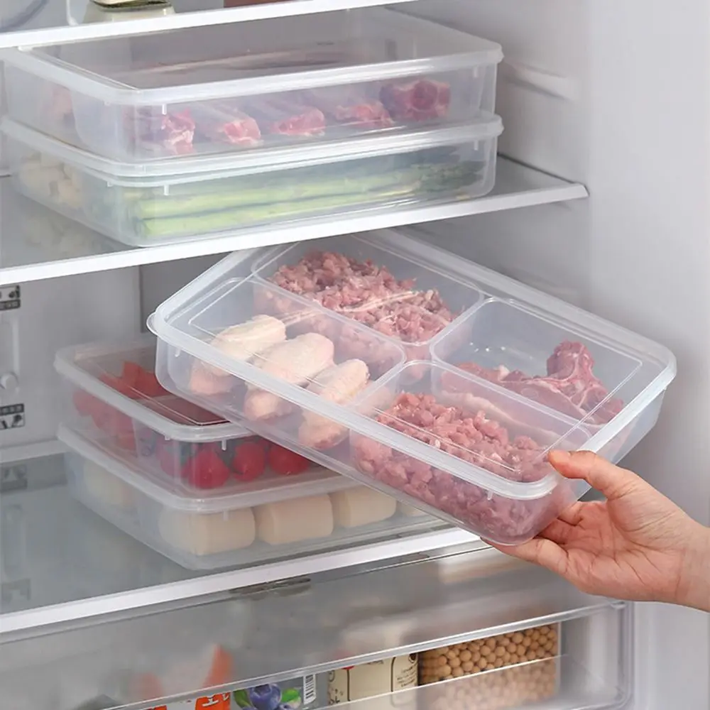 Practical Plastic Refrigerator Storage Box Large Capacity Sealed Frozen Meat Box Fresh-keeping with Lid Fridge Organizer Kitchen