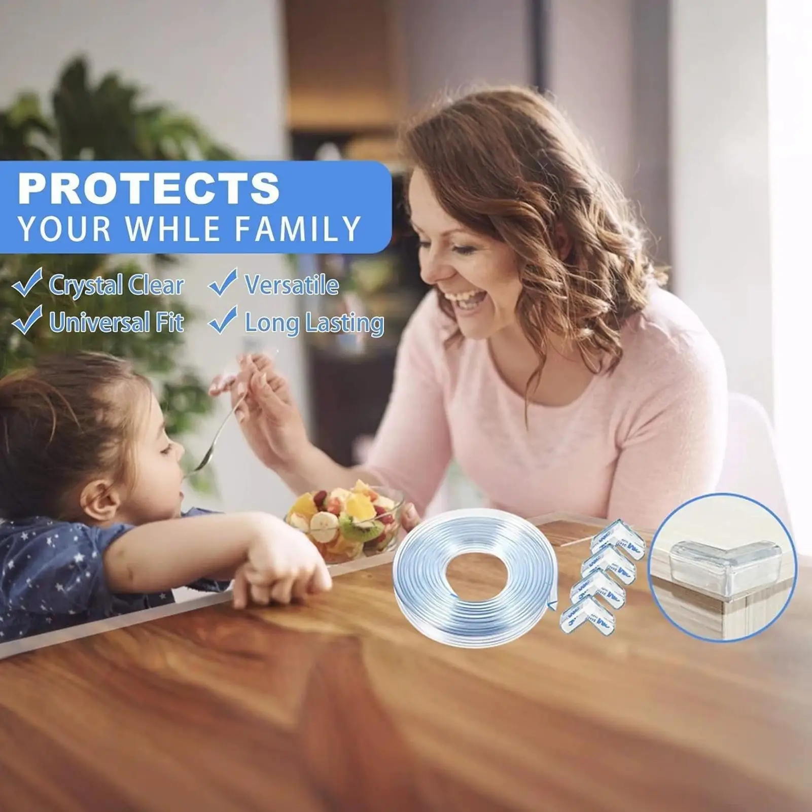 Corner Wall Protector 10ft Soft Clear Thick Self Adhesive Protection Furniture Edge Protector For Kids Furniture Bed Wall Frame