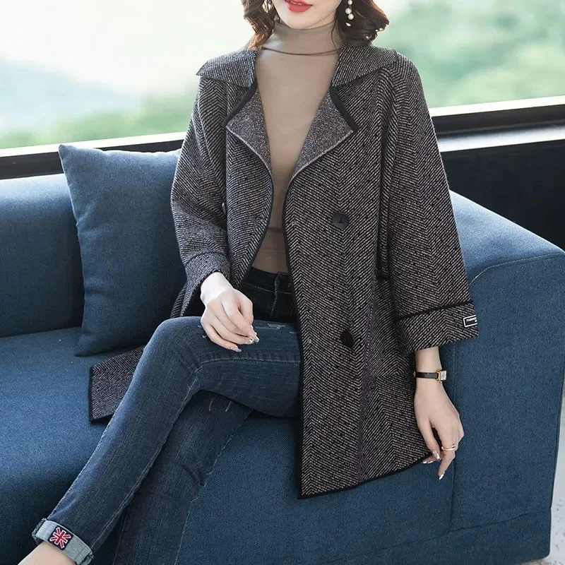 Woolen Coat Women 2024Autumn Winter New Wool Cloth Jacket Loose Western Long Outwear Female High Quality Large Size Overcoat Top