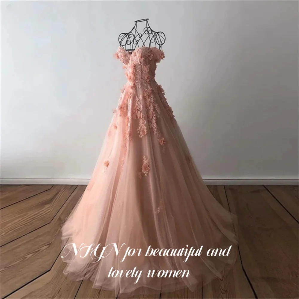 NFYN Purple Special Occasion Dress 3D Flowers Sweetheart Appliques Lace Formal Gown Off the Shoulder Evening Dresses Customized
