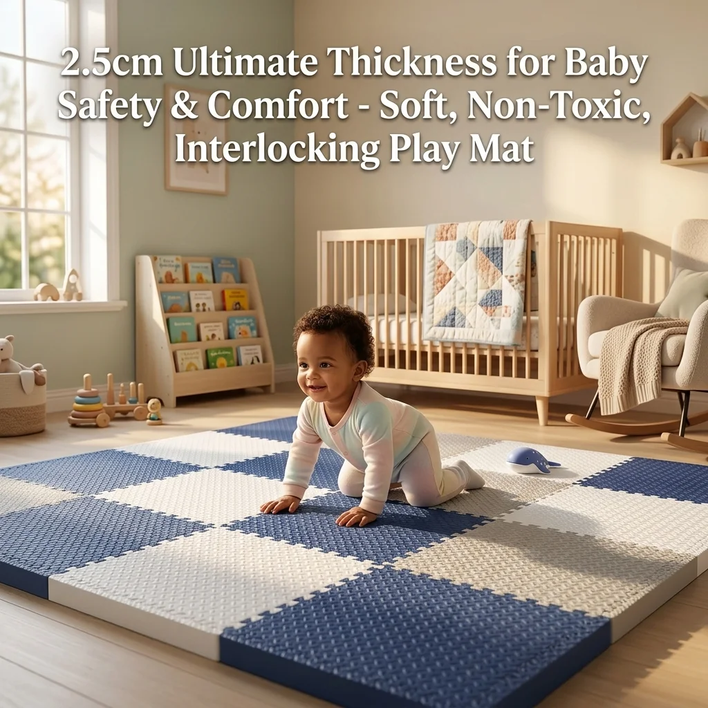 

8 Pieces 60x60cm Thikness 25mm Professional Interlocking EVA Foam Baby Play Mat for Kids Nursery Soft Waterproof Puzzle Mats Rug