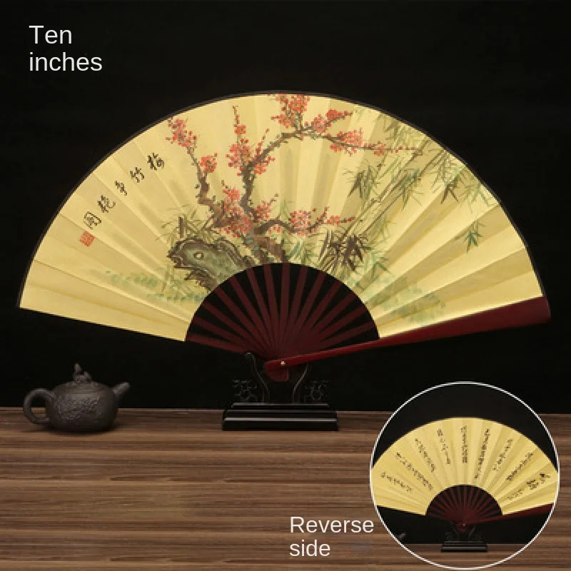 Chinese Hanfu Style Retro Folding Fan Custom Silk Cloth Paper Blank