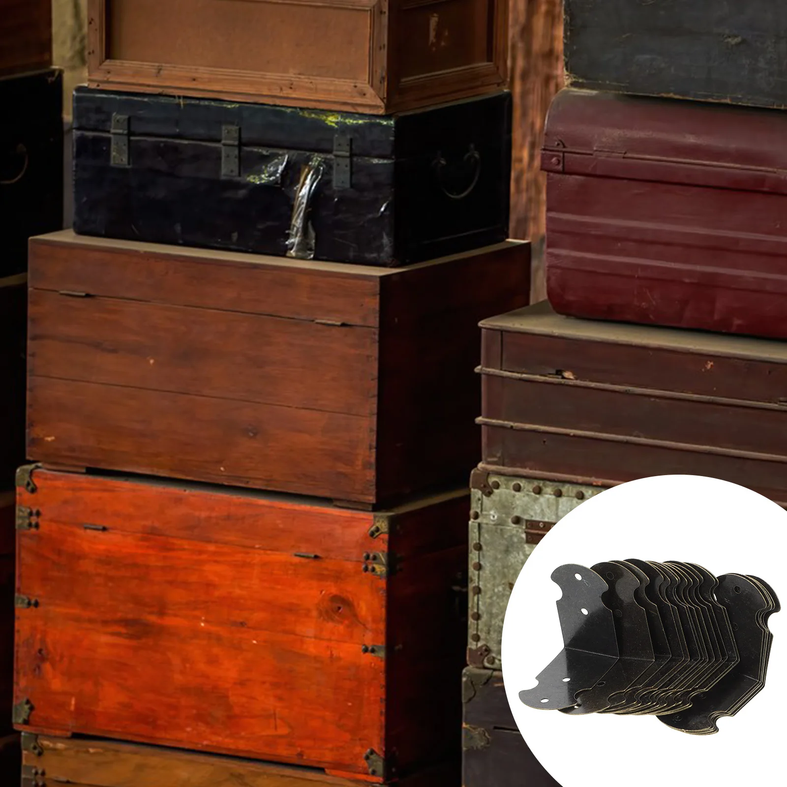 

20Pcs Metal Corner Brackets Vintage Right Angle Corner Brace for Wooden Boxes Gift Boxes Tabletop Fasteners Hardware